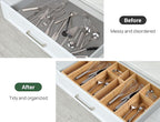 Kootek 6 Pcs Bamboo Drawer Organizer Utensil Tray Kitchen Storage Box 3-Size - Image 3