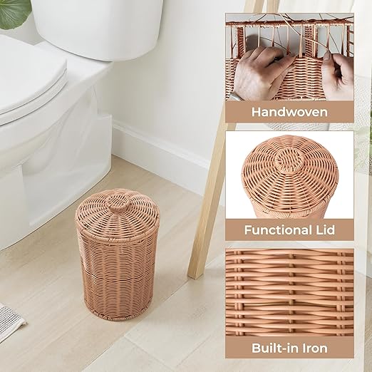 GRANNY SAYS Wicker Small Bathroom Trash Can - Image 4