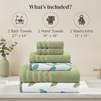Modern Threads Organic Vines 6-Piece 100% Cotton Towel Set – Yarn Dyed Jacquard - Image 3