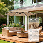 ABCCANOPY Durable Solar Led Patio Umbrellas with 24LED Lights 7.5FT with 6 Sturdy Ribs (Tan) - Image 5