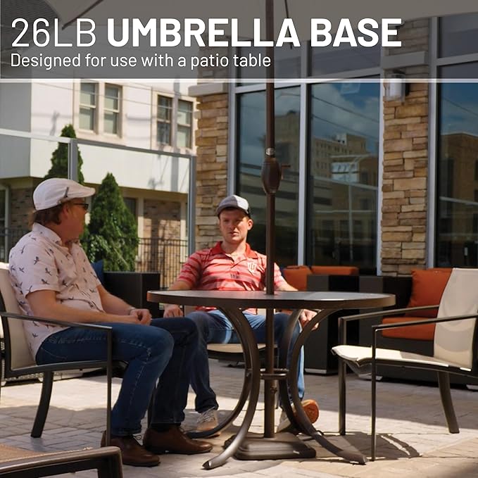 US Weight 26 Pound Umbrella Base - Cast Stone Outdoor Umbrella Stand - for Use with Umbrella Poles 1.3" to 1.8" - Designed to be Used with Patio Table - Bronze - Image 5