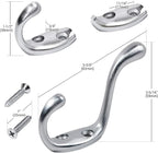 Rok Hardware Heavy Duty Dual Coat Hook, Brushed Chrome, 10 Pack ROKCH101BCH - Image 2