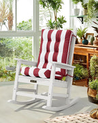 SERWALL HDPE Outdoor Rocking Chair Cushion Set of 2, Memory Foam Cushion Red White - Image 2