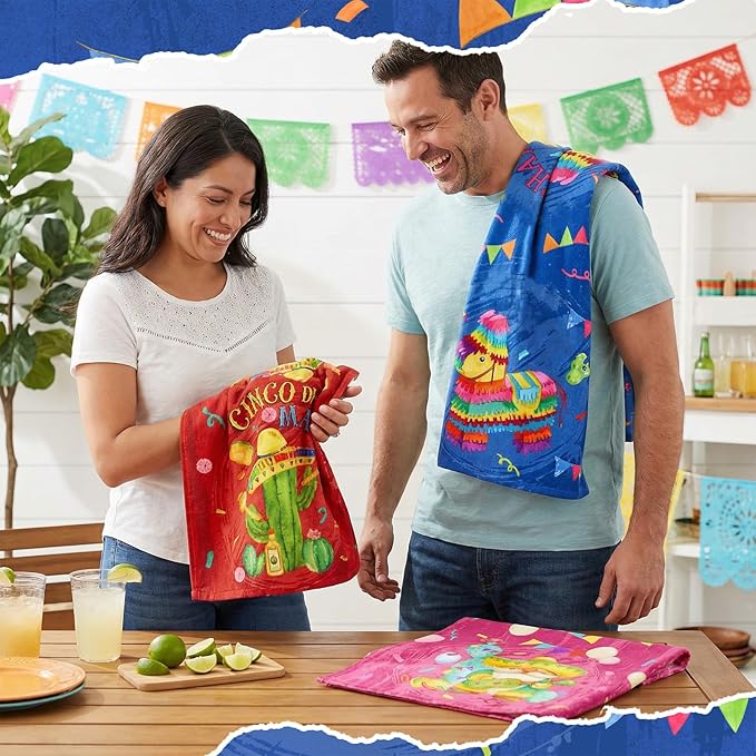 Breling Set of 6 Mexican Kitchen Towels Fiesta Taco Cactus Chili Dish Towel - Image 5