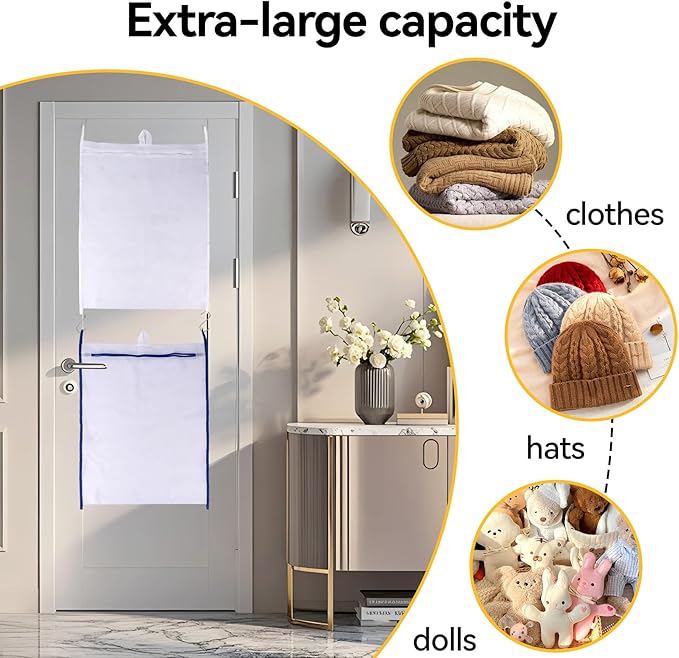 Klmnop 2 Pack Over the Door Laundry Hamper, Large Mesh Laundry Hamper Bag - Image 5