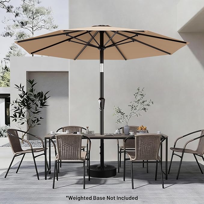 AreShark 9 FT Patio Umbrella for Outdoor, Outdoor Umbrella with Push Button Tilt and Crank, Outdoor Patio Umbrellas with 8 Sturdy Ribs for Market, Garden, Deck, Backyard, Pool (Beige) - Image 6
