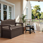 Flamaker 80 Gallon Storage Bench Outdoor Indoor, Durable All-Weather Seating with Hidden Storage, Lockable Deck Box for Garden, Patio, Poolside (Brown) - Image 2