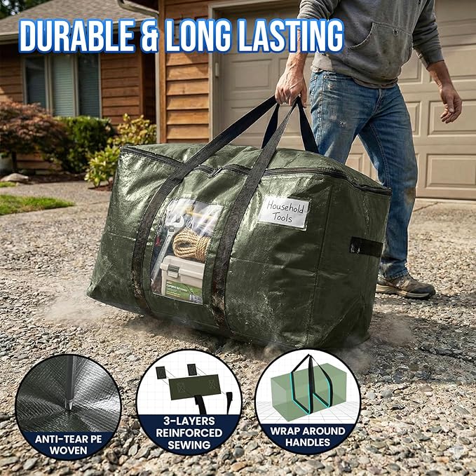 TAILI 12 Pack Green Extra Large Storage Bags, Heavy Duty Totes - Image 3