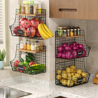 Fruit Basket for Kitchen with Lid, Counter&Wall Mounted Hanging Fruit Basket - Image 2