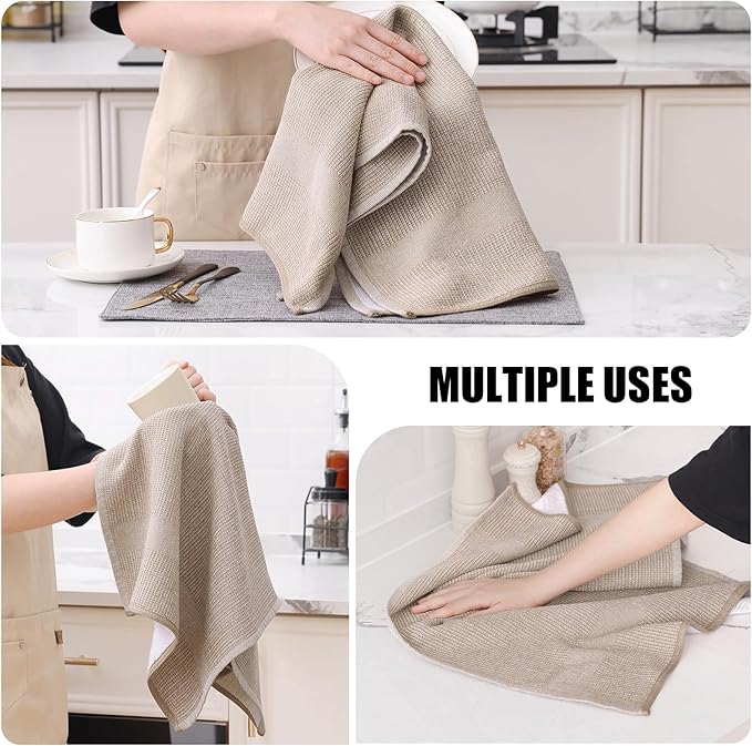 Homaxy Premium Kitchen Towels, Large Cotton Kitchen Hand Towels, Flat and Terry - Image 4