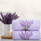 2 Pcs Lavender Hand Towels Purple Bathroom Decor 14x29 Inch Embroidered 100% - Image 5