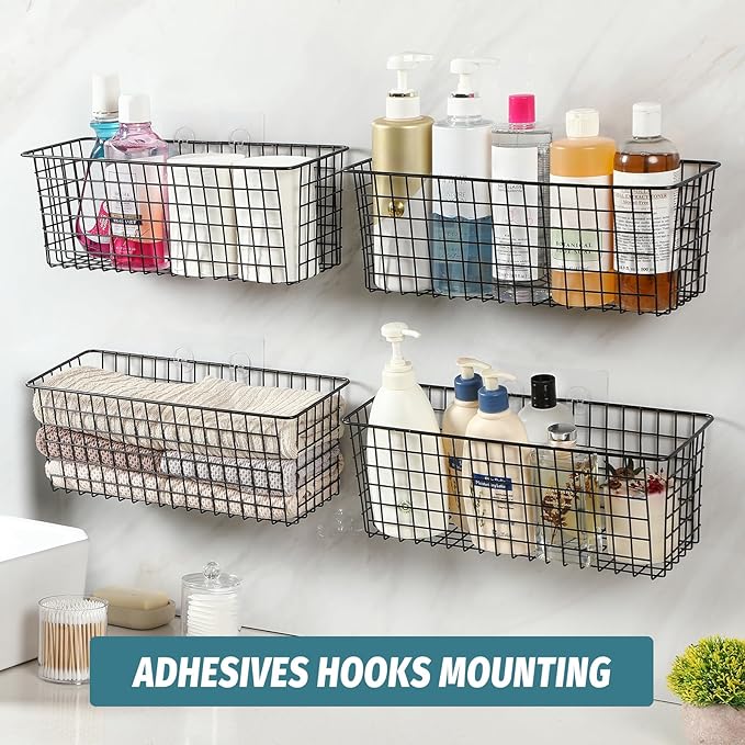 4 Set Hanging Wall Mount Storage Baskets - Image 6