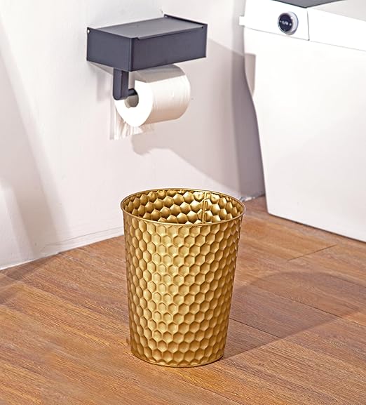 Small Metal Trash Can Wastebasket, Decorative Honeycomb Garbage Can Waste Basket - Image 7