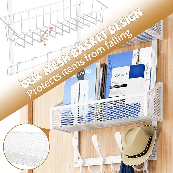 Over The Door Hooks Organizer, Coat Rack Over The Door Storage Hanger Towel Rack - Image 6