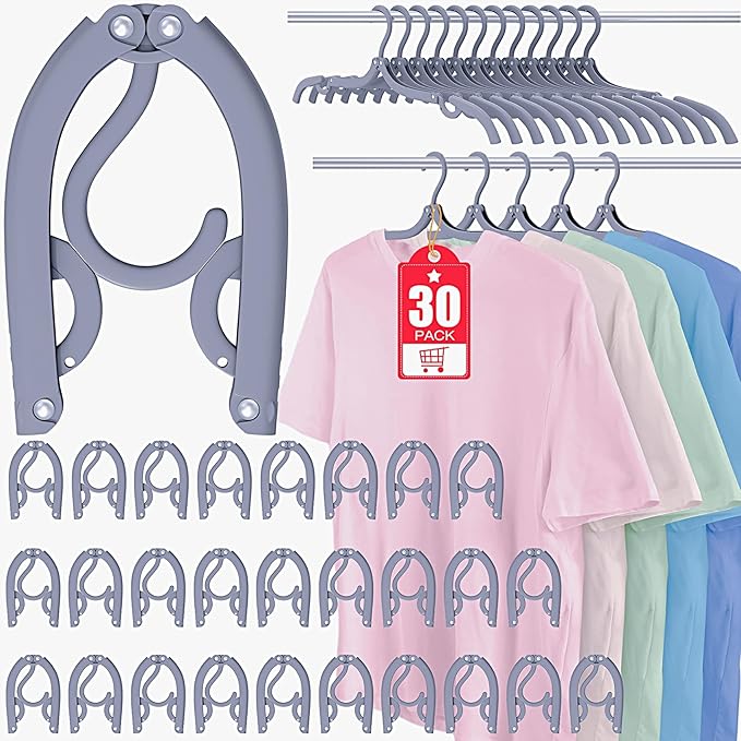 30 Pcs Travel Hangers Portable Foldable Travel Hanger Organizer, Plastic Cruise by Besslly