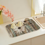 Rustic Daisy Dish Drying Mats 18x24 Inch Vintage Sunflowers on Wooden Board - Image 5