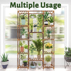 Uneedem Tall Indoor Outdoor Plant Stand - Large 12 Tier Plant Rack with Wooden Shelves for Room, Balcony, Garden, Patio - Image 5