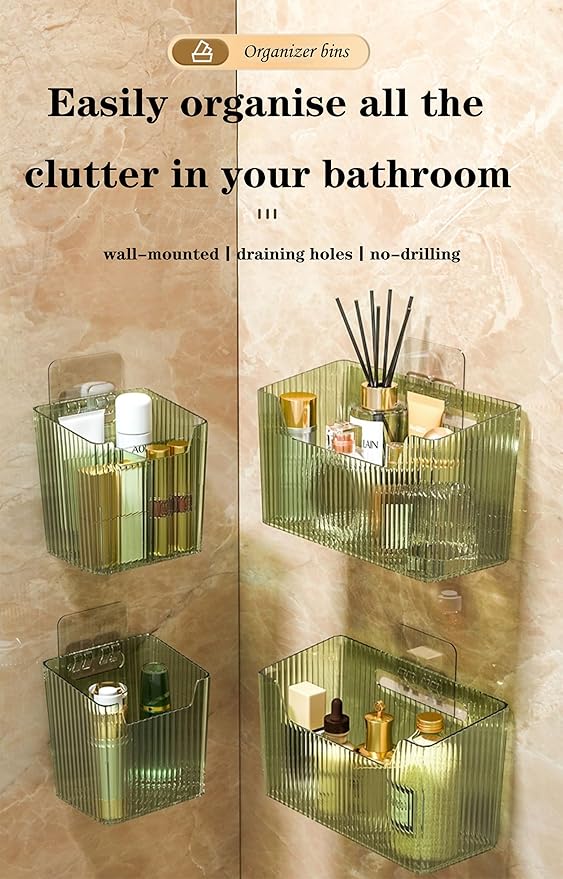 Set Of 2 Storage Organizer Bins Wall Mounted Shower Basket, Shower Caddy - Image 5
