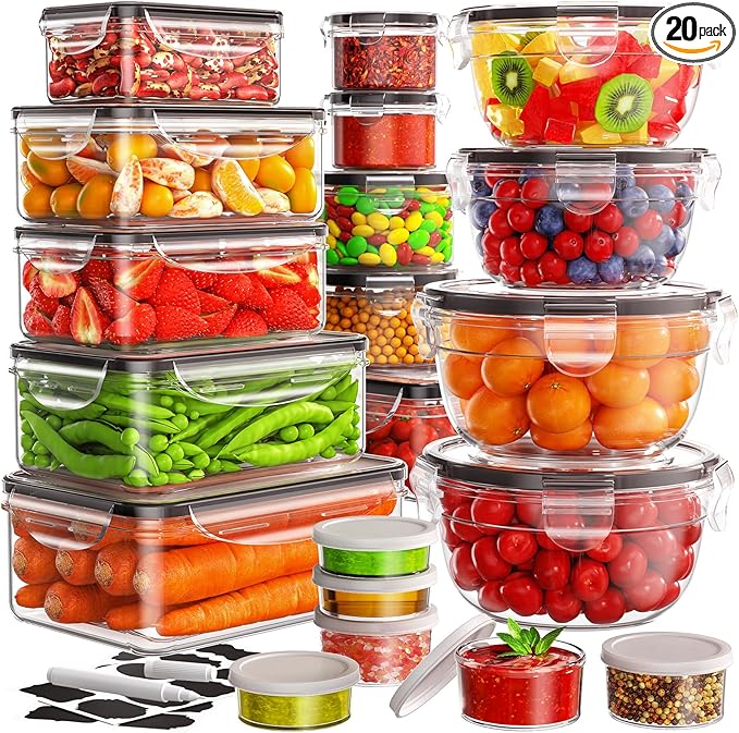 40 PCS Food Storage Containers by JSCARESFINDBEAUTYINLIFE
