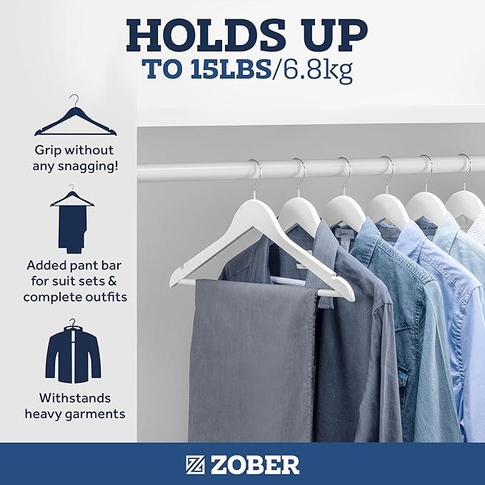 ZOBER White Wooden Hangers - Image 4
