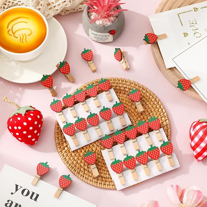 JarThenaAMCS 50 Pcs Strawberry Wooden Clip - Image 5