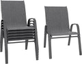 Betterhood Patio Chairs Set of 6, Stackable Outdoor Dining Chairs Set with Breathable Seat Fabric, All-Weather Powder-Coated Metal Frame for Deck, Pool Side and Backyard, 350LBS Capacity by Betterhood
