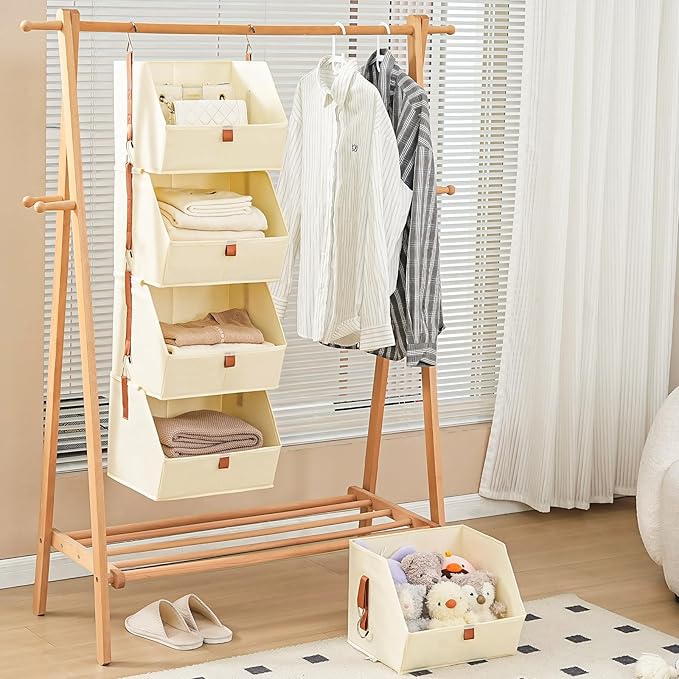 4 Tier Hanging Closet Organizer, Disassemblable Clothes Hanging Shelves - Image 7