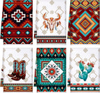 Boyiee Set of 6 Southwestern Kitchen Towels Boho Aztec Theme Dishtowel Native by Boyiee
