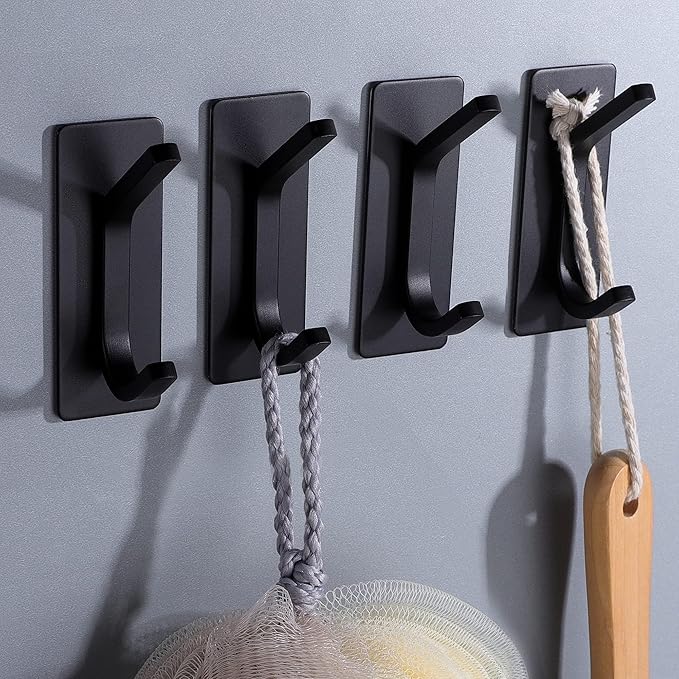 Taozun 4-Pack Black Stainless Steel Adhesive Hooks - Image 2