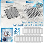 INVIHUG, 25 Pack, Disposable Shower Drain Hair Catcher Mesh Stickers, - Image 3