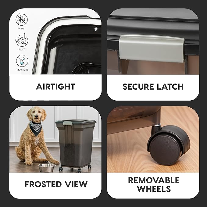 IRIS USA Dog Food Storage Container 58 lbs, Attachable Wheels, - Image 4