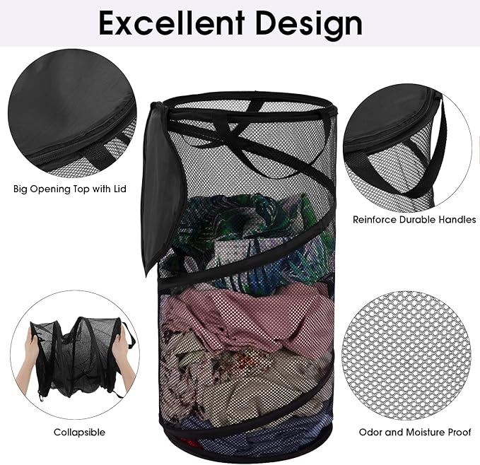 BATTOO 2 Pack Large Collapsible Laundry Basket - Image 3