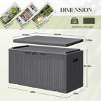 Greesum 100 Gallon Resin Deck Box Large Outdoor Storage with Cushions for Patio Furniture, Garden Tools, Pool Supplies, Weatherproof and UV Resistant, Lockable,Gray - Image 4