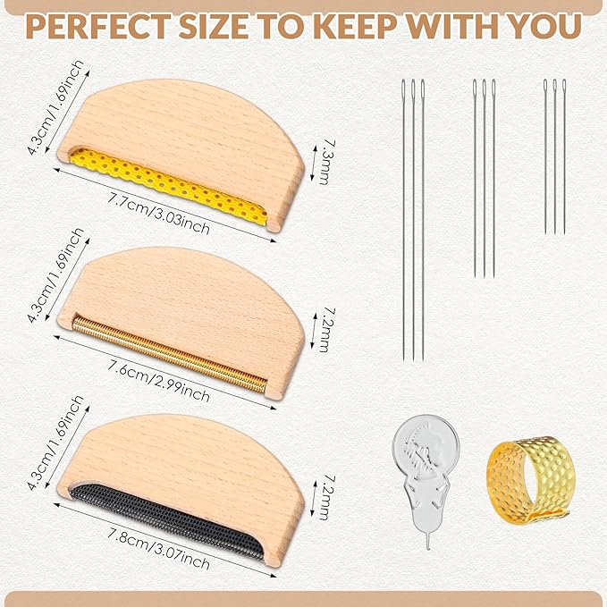 LemonRoad 3 Pcs Wooden Lint Comb Cashmere Comb 3 Styles Manual Fabric Shaver - Image 2