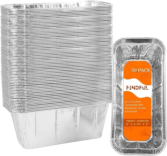 50-Pack Drip Pans Liners for Blackstone Griddle Accessories, Aluminum Foil Pan by Findful