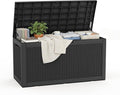 ROJIK Outdoor Storage Housing Deck Box - Waterproof Patio Furniture, Garden Tools, Cushions, Pool Accessories Storage Bench with Lockable Lid and Side Handles (Black 110 Gal) by ROJIK