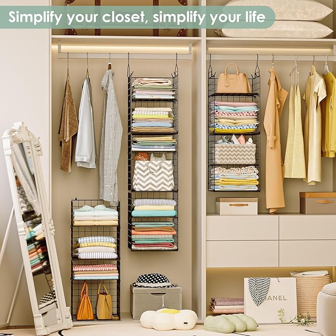 6-Tier Closet Hanging Organizer Shelves, Hanging Closet Organizer and Storage - Image 2
