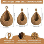 Hanging Fruit Baskets for Kitchen, 3 Pack Boho Cotton Rope Handwoven Vegetable - Image 2