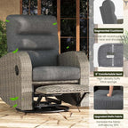 LayinSun Oversized Wicker Outdoor Swivel Glider Recliner with Adjustable Backrest & Footrest, Patio Reclining Lounge Chair - Set of 2 - Image 4
