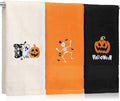3 Pcs Halloween Hand Towels for Bathroom Embroidered Pumpkin Ghost Skull by SmoothNovelty