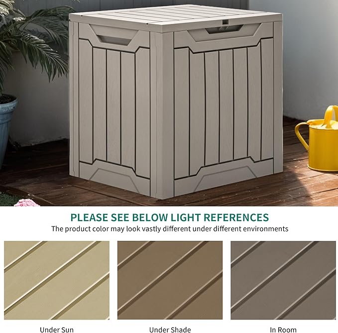 YITAHOME 31 Gallon Outdoor Storage Box, Resin Deck Box and Waterproof Package Delivery Box for Gardening Tools, Pool Supplies, Patio Furniture, Lockable, Taupe - Image 6