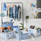 4 Pcs Coastal Beach Storage Basket Fabric Laundry Baskets - Image 6