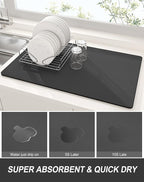 Rnivvi Dish Drying Mat for Kitchen Counter, 12 x 19" Super Absorbent Drainer - Image 3