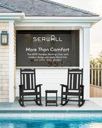 SERWALL Outdoor Rocking Chair Black Set of 8, All Weather Patio Rocking Chair, HDPE Poly Rocking Chair for Adults, Heavy Duty Front Porch Rocker - Image 7