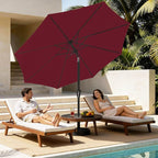 MEWAY 9ft Patio Umbrella Outdoor Table Umbrellas with Push Tilt and Crank, Market Umbrella 8 Sturdy Ribs for Deck, Garden, Pool and Backyard, Cherry Red - Image 2