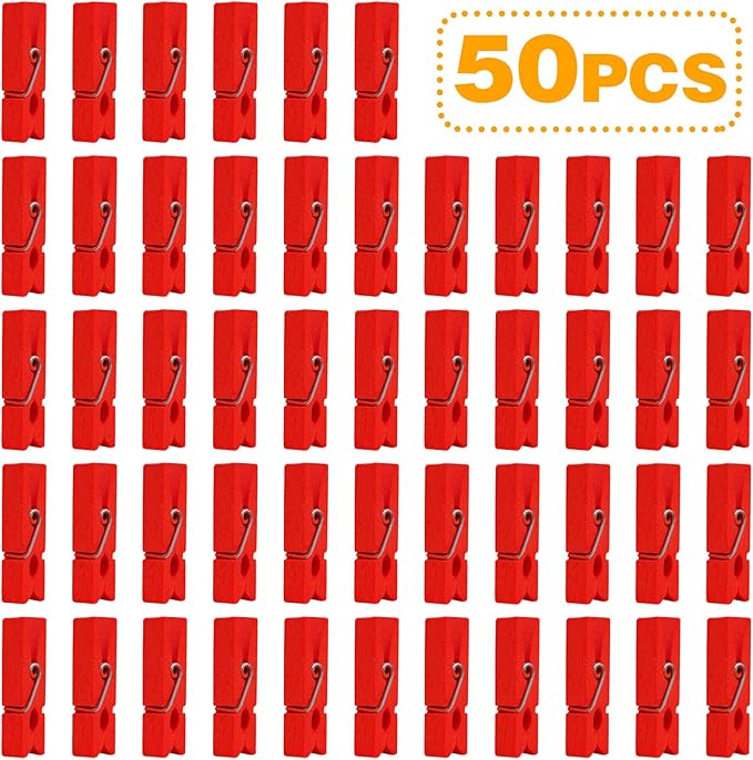 Jdesun 50pcs Wooden Photo Clips Natural Wooden Mini Laundry Pins Clothespins - Image 2
