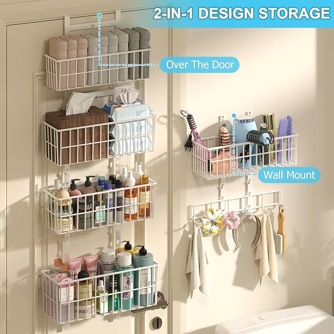 Adjustable Over The Door Organizer, Metal Hanging Door Organizer - Image 5