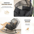Vongrasig Wicker Rocking Egg Chair PE Rattan with Cushion, Oversized Patio Lounge Rocker Chair for Outdoor, Indoor, Balcony, Backyard, Garden, Black/Rattan - Image 6
