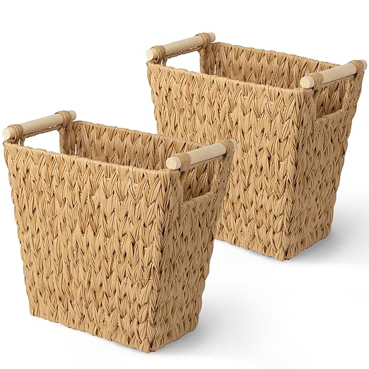GRANNY SAYS Bathroom Wastebasket, Wicker Trash Can by GRANNYSAYS