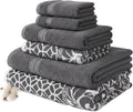 Modern Threads Trefoil Filigree 6-Piece 100% Cotton Towel Set – Reversible Yarn by ModernThreads